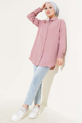 Kolu Taşlı Gömlek Gül Kurusu - Thumbnail