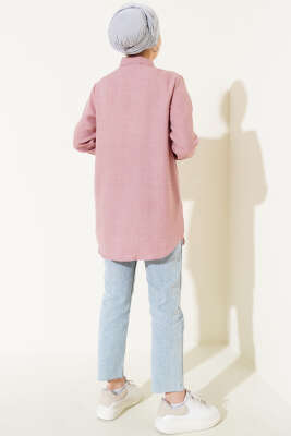 Kolu Taşlı Gömlek Gül Kurusu - Thumbnail