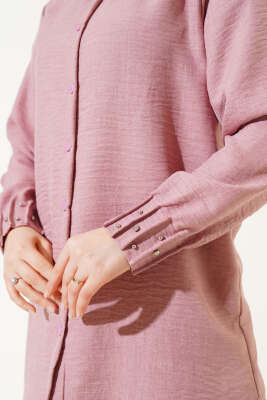 Kolu Taşlı Gömlek Gül Kurusu - Thumbnail