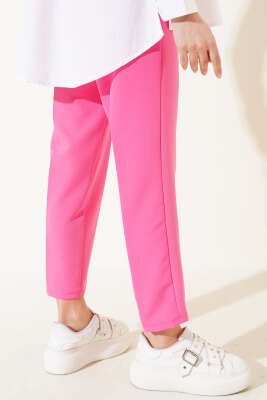 Beli Lastikli Dar Paça Pantolon Pembe - Thumbnail