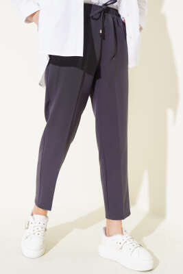 Pazarium - Beli Lastikli Dar Paça Pantolon Antrasit