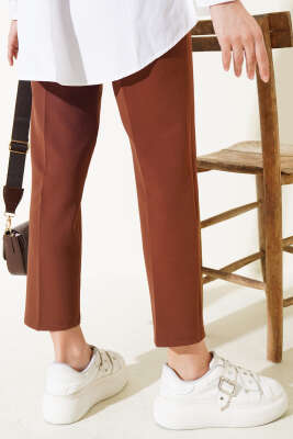 Beli Lastikli Dar Paça Pantolon Kahve - Thumbnail