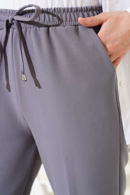 Beli Lastikli Dar Paça Pantolon Füme - Thumbnail