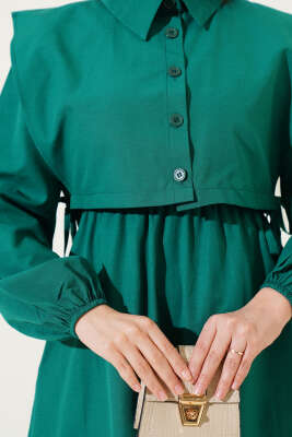 Bolerolu Terikoton Elbise Zümrüt - Thumbnail