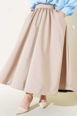 Kloş Tafta Etek Latte - Thumbnail