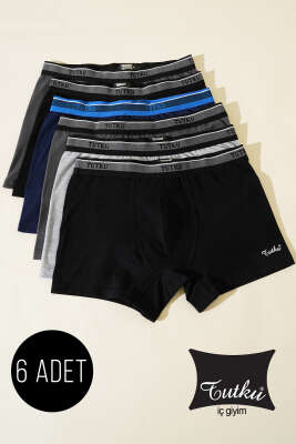 Pazarium - Tutku 6'lı Tiger Erkek Spor Boxer Kombin