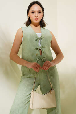 Önü Bağlamalı Yelekli İkili Takım Mint - Thumbnail