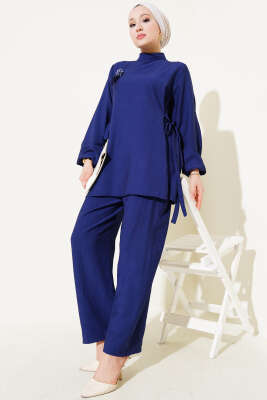 Pazarium - Yanları Bağlamalı Tunik İkili Takım Lacivert