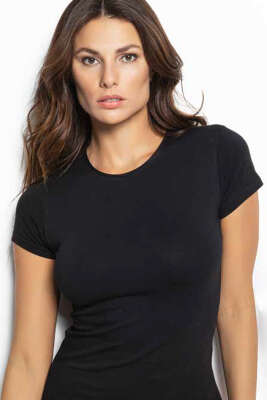 Bisiklet Yaka Kısa Kol Body Siyah - Thumbnail