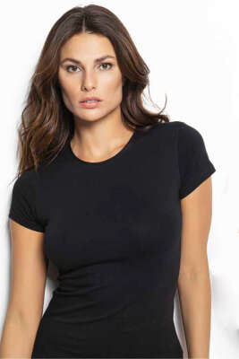 Bisiklet Yaka Kısa Kol Body Siyah - Thumbnail