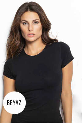 Bisiklet Yaka Kısa Kol Body Beyaz - Thumbnail