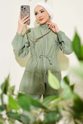 Pazarium - Fermuarlı Bel Tünelli İkili Takım Çağla Yeşili