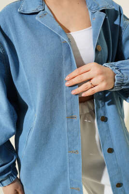 Yarasa Kol Kot Ceket Mavi - Thumbnail