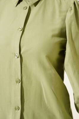 Balon Kol Kısa Gömlek Çağla Yeşili - Thumbnail