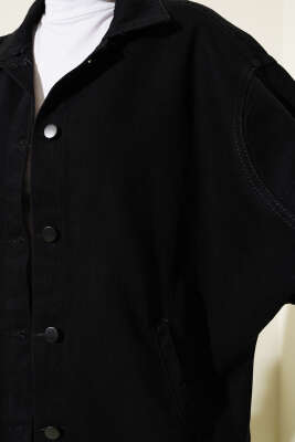 Yarasa Kol Kot Ceket Siyah - Thumbnail