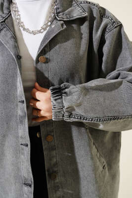 Yarasa Kol Kot Ceket Gri - Thumbnail