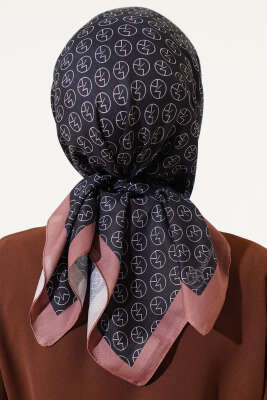 MK Desen Soft Eşarp Siyah Kahve - Thumbnail