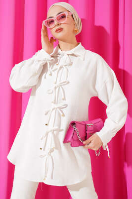 Pazarium - Önü İp Bağlamalı Gömlek Taş