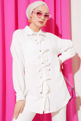 Önü İp Bağlamalı Gömlek Taş - Thumbnail