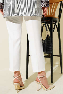 Beli Lastikli Dar Paça Pantolon Ekru - Thumbnail