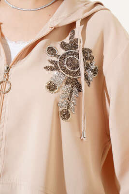 Yaka Taşlı Kapüşonlu Tensel İkili Takım Taş - Thumbnail