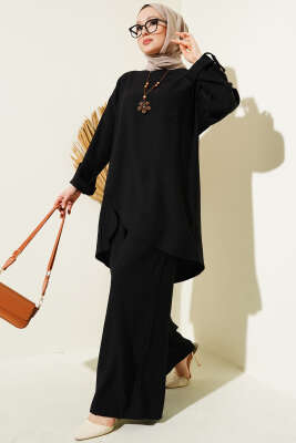 Pazarium - Asimetrik Kesim Salaş İkili Takım Siyah