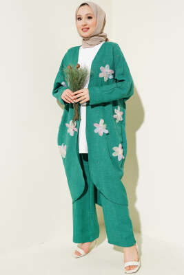 Tül Çiçekli Kimonolu Üçlü Takım Benetton - Thumbnail