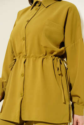 Bel Tünelli Bağcıklı Linda İkili Takım Yağ Yeşili - Thumbnail