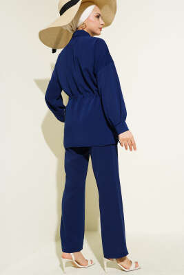 Bel Tünelli Bağcıklı Linda İkili Takım Lacivert - Thumbnail