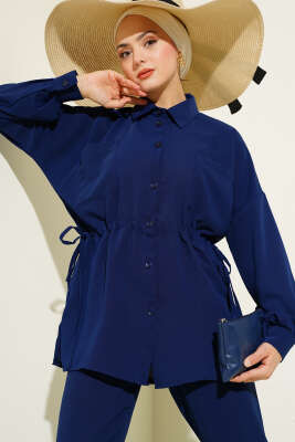 Bel Tünelli Bağcıklı Linda İkili Takım Lacivert - Thumbnail