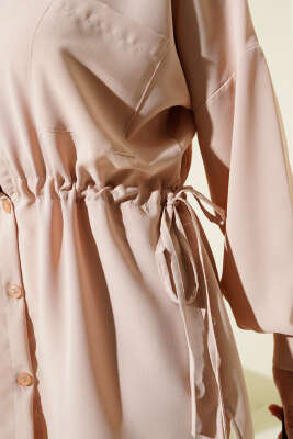 Bel Tünelli Bağcıklı Linda İkili Takım Bej - Thumbnail