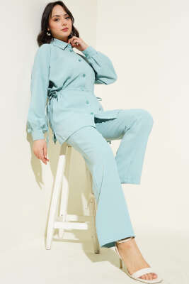 Bel Tünelli Bağcıklı Linda İkili Takım Mint - Thumbnail