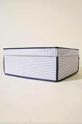 Çizgili Kapaklı Kutu Hurç Lacivert - Thumbnail