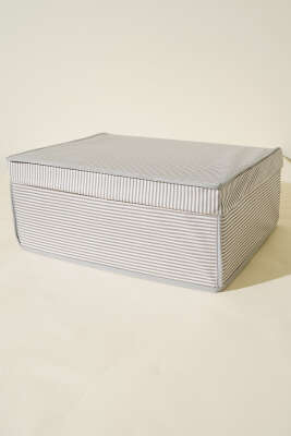 Çizgili Kapaklı Kutu Hurç Gri - Thumbnail