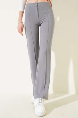 İspanyol Paça Çımalı Pantolon Kayrak Grisi - Thumbnail