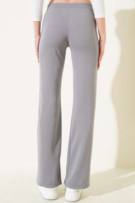 İspanyol Paça Çımalı Pantolon Kayrak Grisi - Thumbnail