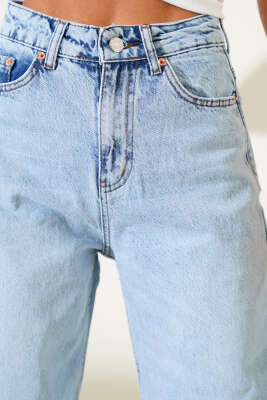 Geniş Paça Wide Leg Kot Pantolon Kar Açık - Thumbnail