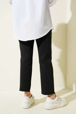 Çımalı Dar Paça Scuba Pantolon Siyah - Thumbnail