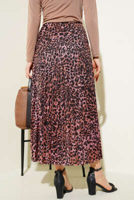 Karışık Desenli Piliseli Etek Pudra - Thumbnail