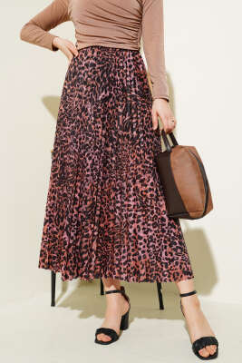 Karışık Desenli Piliseli Etek Pudra - Thumbnail