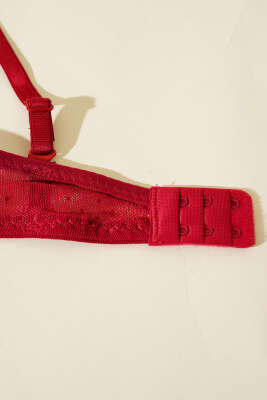 Lotus Destekli Jakar Sütyen Bordo - Thumbnail