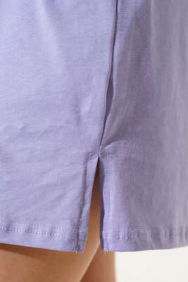 Uzun T-Shirt Lila - Thumbnail