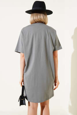 Uzun T-Shirt Füme - Thumbnail