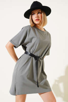 Uzun T-Shirt Füme - Thumbnail