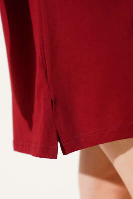 Uzun T-Shirt Bordo - Thumbnail