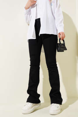 İspanyol Bol Paça Pantolon Siyah - Thumbnail