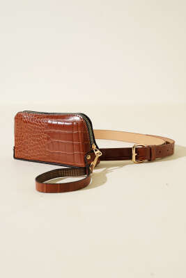 Kroko Desen Bel Çantası Taba - Thumbnail