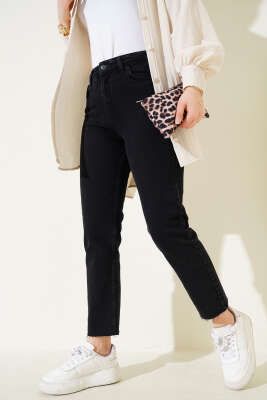 Pazarium - Kesik Dar Paça Pantolon Füme