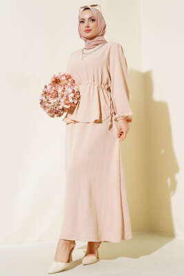 Pazarium - Bel Tünelli Etekli Ayrobin İkili Takım Bej