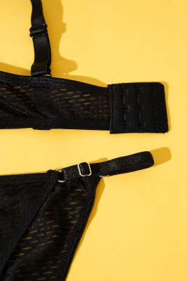 Yekpare Desteksiz Sütyen Takım Siyah - Thumbnail